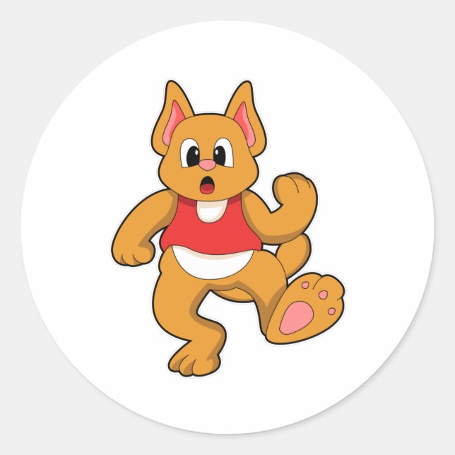 Pegatina Redonda Gato en ejecución (Anverso)