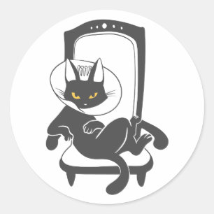 Pegatina Redonda Gato en la silueta de la cadena de lujo - Elegir c