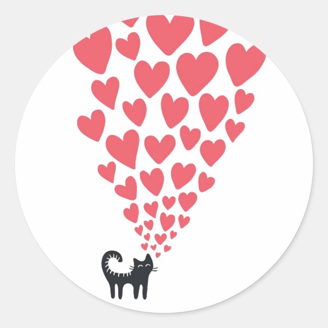 Pegatina Redonda Gato enamorado (Anverso)