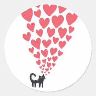 Pegatina Redonda Gato enamorado