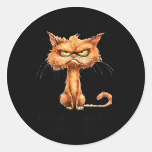 Pegatina Redonda Gato Enojado Humor Divertido Sarcástico No Me Impo