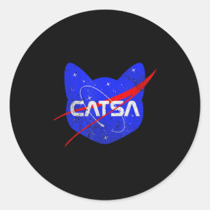 Pegatina Redonda Gato Espacial Divertido Universo Catsa