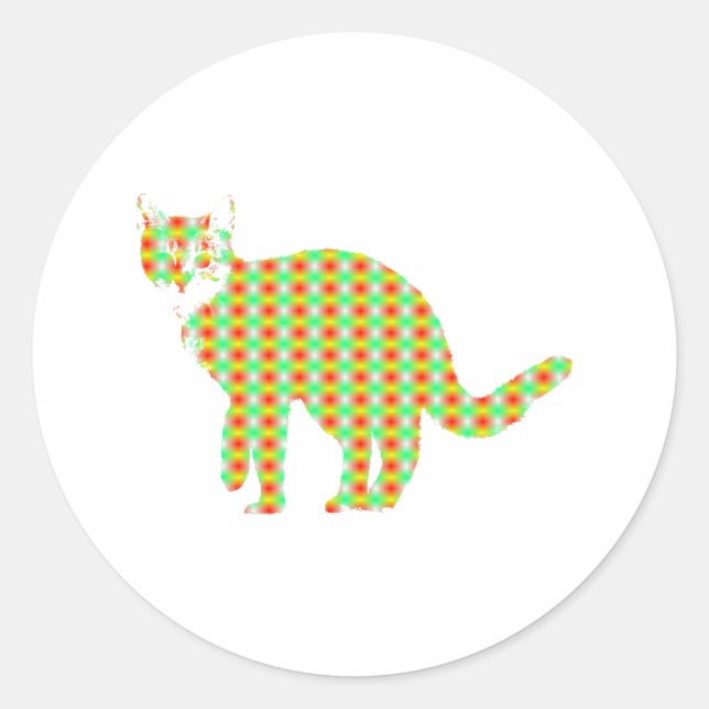Pegatina Redonda Gato Estampado (Anverso)