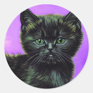 Pegatina Redonda Gato estilo Van Gogh