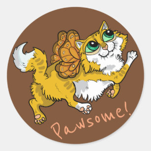 Pegatina Redonda ¡Gato Fairy Pawsome!