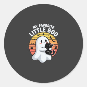 Pegatina Redonda Gato Fantasma de Halloween Little Boo
