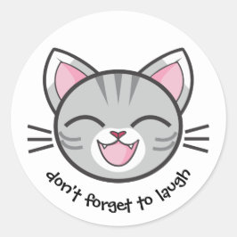 Pegatina Redonda Gato feliz motiva a uno a reírse