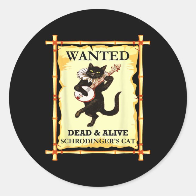 Pegatina Redonda Gato físico de Schrodinger Físico cuántico (Anverso)