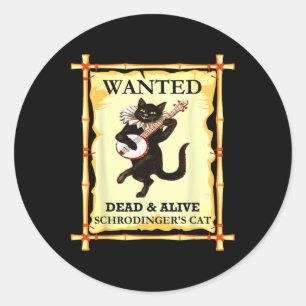 Pegatina Redonda Gato físico de Schrodinger Físico cuántico