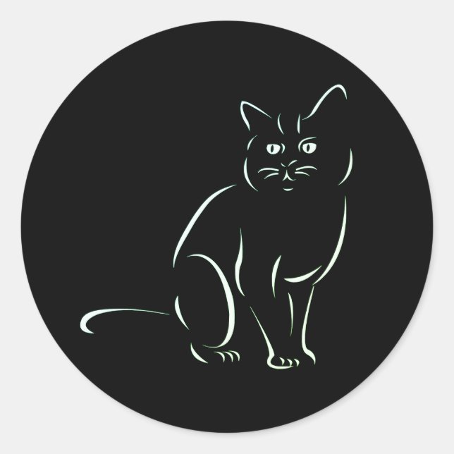 Pegatina Redonda Gato gatito blanco (Anverso)