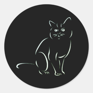 Pegatina Redonda Gato gatito blanco