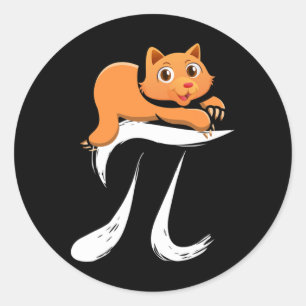 Pegatina Redonda Gato Gatito De Pi Day 14 Marzo Matemáticas