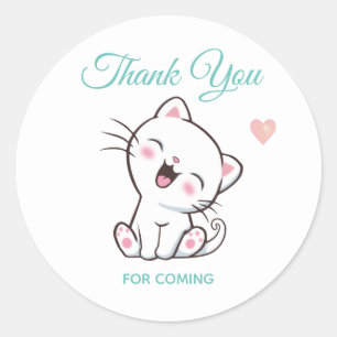 Pegatina Redonda Gato Gatito Lindo Gracias Clásico Sticker Redondo