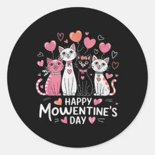 Pegatina Redonda Gato Gato Gatito Gatito Feliz Día de San Valentín