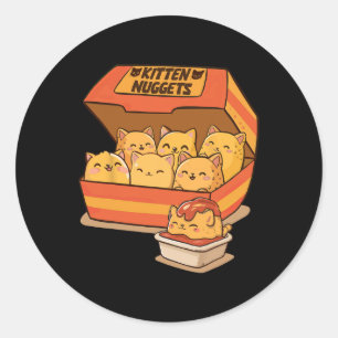 Pegatina Redonda Gato Gato Gato Chico Enamorado De Comida Divertida