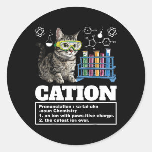 Pegatina Redonda Gato Gato Gato Gato Gato Gato De Cation Chemistry