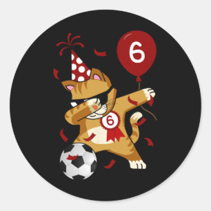 Pegatina Redonda Gato genial haciendo Dabbing cumpleaños 5 fútbol f