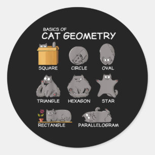 Pegatina Redonda Gato Geometría Matemática Graciosos Regalos De Gat