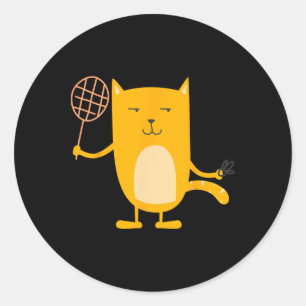 Pegatina Redonda Gato Gráfica Badminton Player Transportador Deport