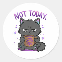 Gato gruñón amante del café lindo divertido Hoy no