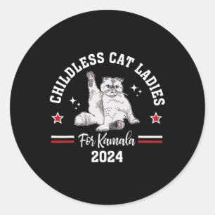 Pegatina Redonda Gato Infantil Damas Para Kamala Harris 2024 Electi