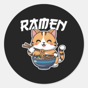 Pegatina Redonda Gato japonés Kawaii Manga Anime