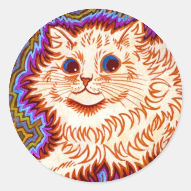 Pegatina Redonda Gato Kaleidoscope (Anverso)