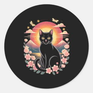 Pegatina Redonda Gato Kawaii Anime Japonés Retro Hombres Mujeres Ni