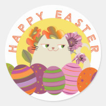 Gato Kawaii Felicidades de Pascua