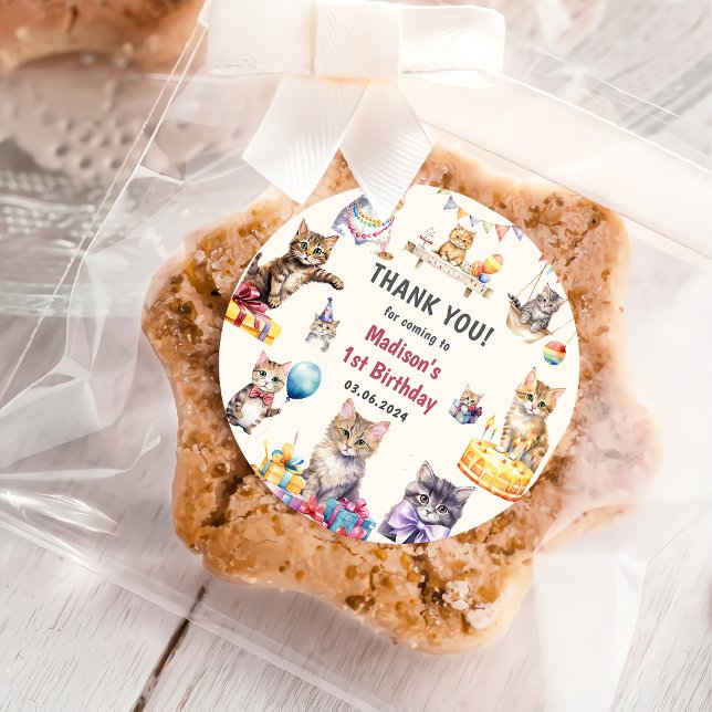 Pegatina Redonda Gato Kitty 1 Fiesta de cumpleaños Ronda S clásica (Subido por el creador)