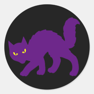 Pegatina Redonda Gato Kitty de Halloween espeluznante Malvado
