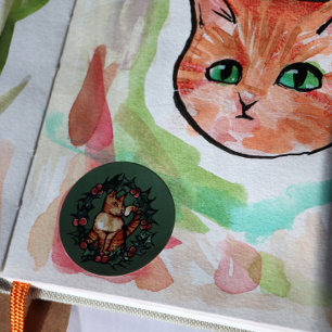 Pegatina Redonda Gato Kitty Navidades Navidad Gatos