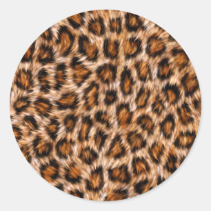 Pegatina Redonda Gato Leopardo Jaguar Patrón Pelaje Marrón