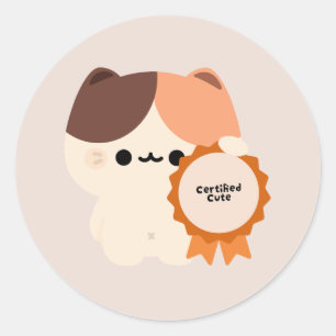 Pegatina Redonda Gato Lindo Certificado