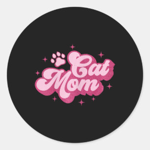 Pegatina Redonda Gato lindo Mam Cat Mama Kitty Kitten Cat Mom