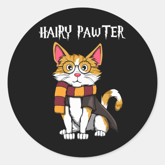 Pegatina Redonda Gato mágico con Gles Wich Cat (Anverso)