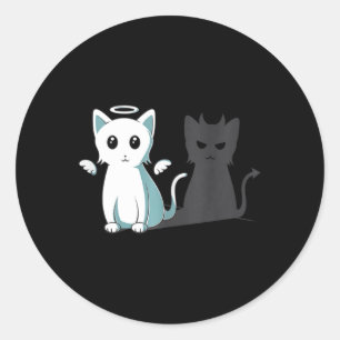 Pegatina Redonda Gato malvado de Purr Evil Devil Feliz Gato de Hall