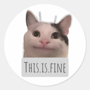 Pegatina Redonda gato meme divertido