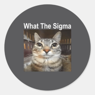 Pegatina Redonda Gato Meme Divertido ¿Qué Es El Sigma Cita De Gato