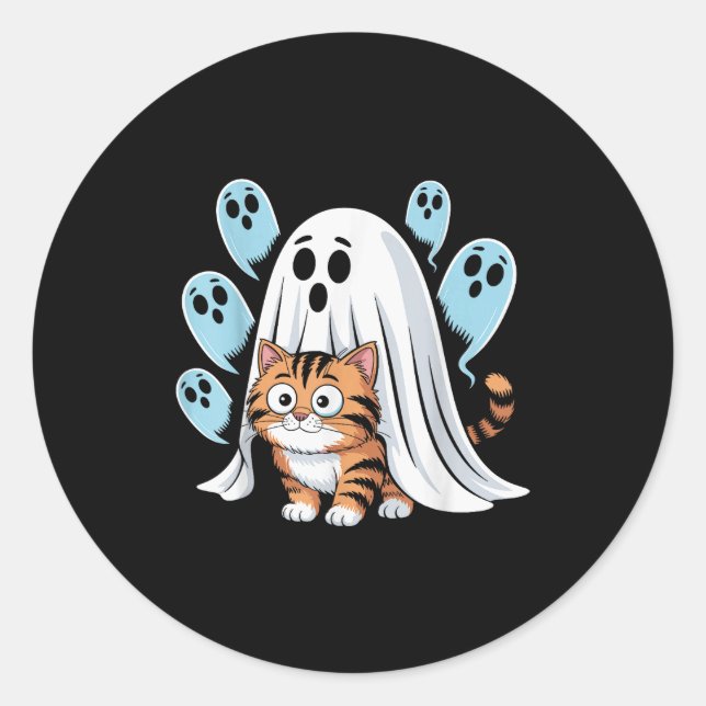 Pegatina Redonda Gato Meme Divertido Soky Halloween Gatito  (Anverso)