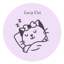 Gato morado lindo durmiendo Sticker.