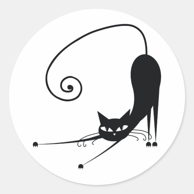 Pegatina Redonda Gato negro (Anverso)