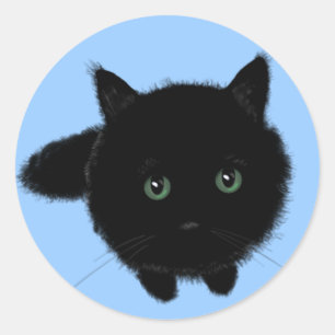 Pegatina Redonda Gato negro