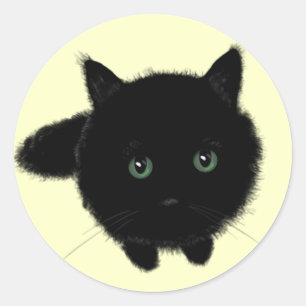 Pegatina Redonda Gato negro