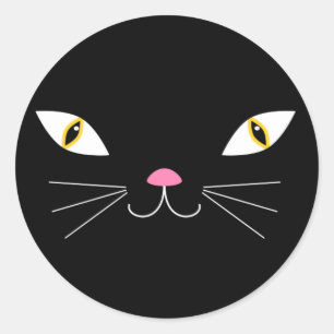 Pegatina Redonda Gato negro