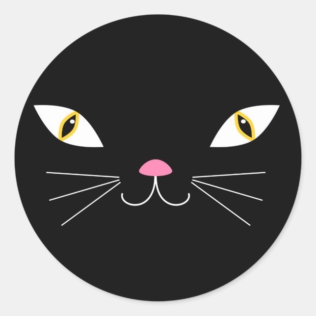 Pegatina Redonda Gato negro (Anverso)