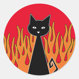 Pegatina Redonda Gato negro