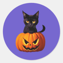 Gato negro con calabaza Mascotas de animales Kawai