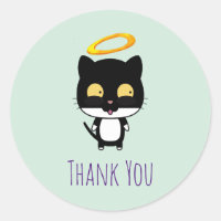 Gato negro con Halo dorado Ángel Cute Gracias
