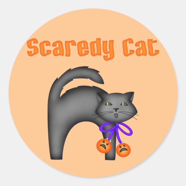 Pegatina Redonda Gato negro de Halloween (Anverso)
